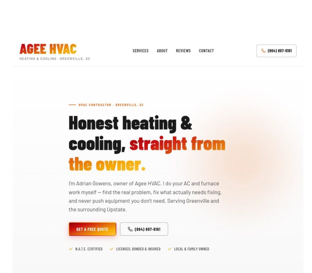 Agee HVAC website